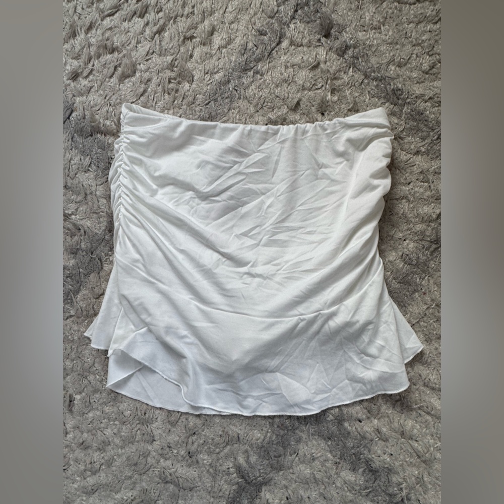 White Ruched Mini Skirt